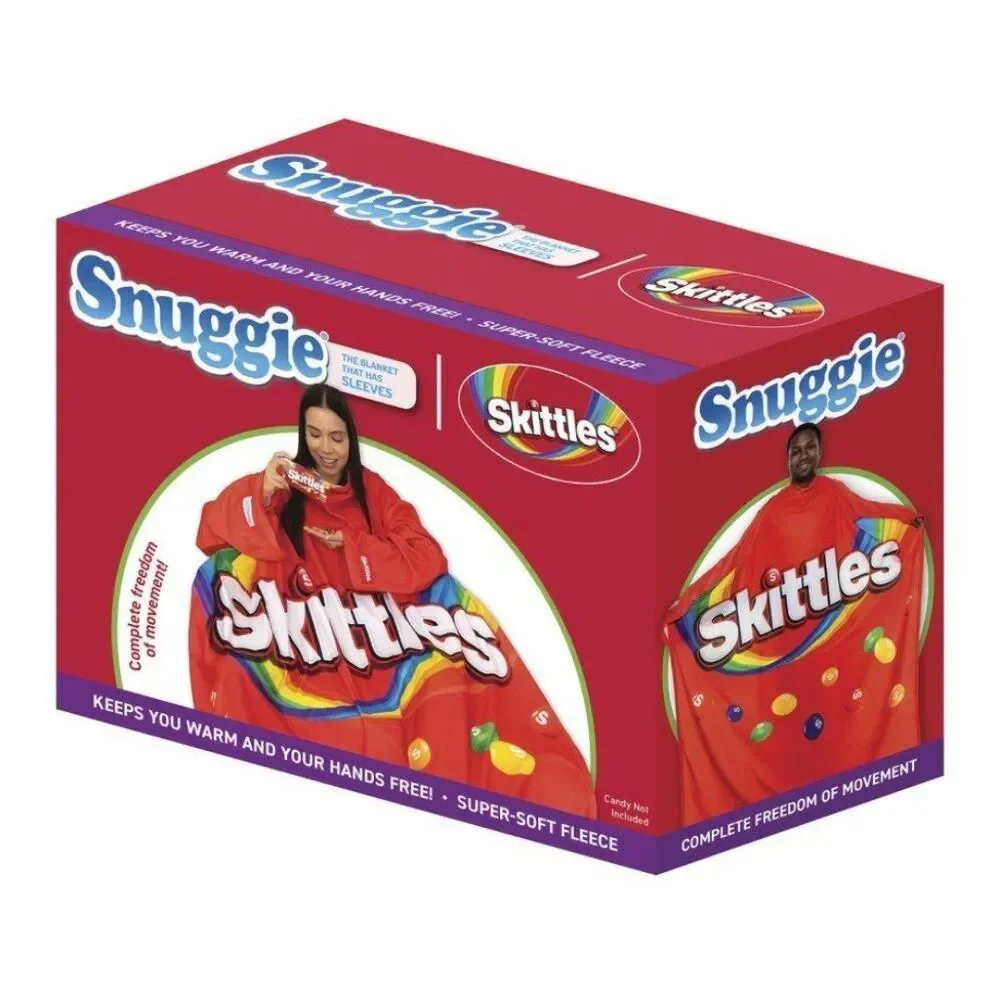 Skittles SNUGGIE The Original Wearable Soft Fleece Blanket with Sleeves Red NEW